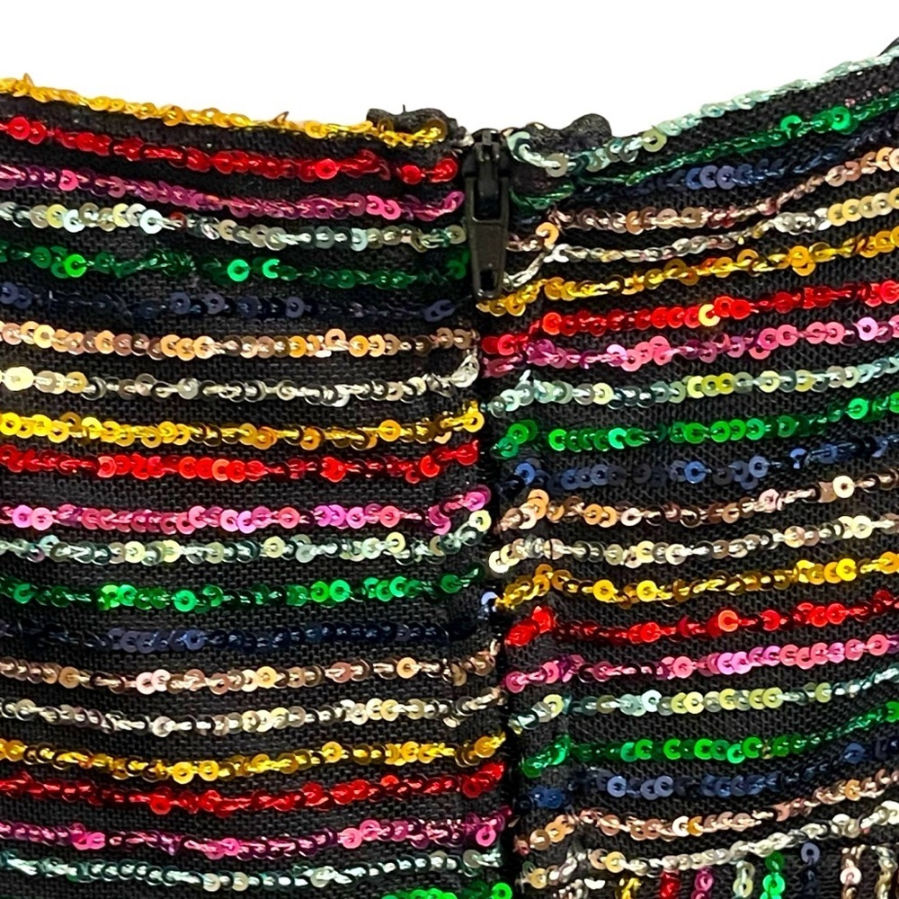 Trixxi Rainbow Sequin Empire Mini Dress Adjustable Straps Babydoll Size XXL - Picture 7 of 10